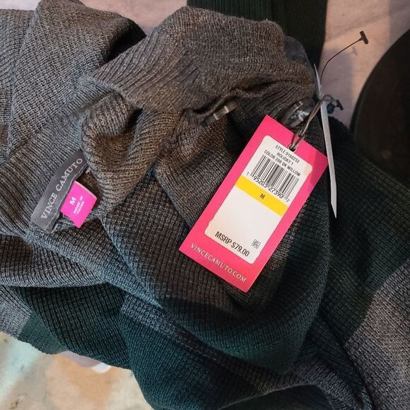 Vince Camuto Button Shoulder Stripe Sweater, Size Medium - Picture 5 of 5